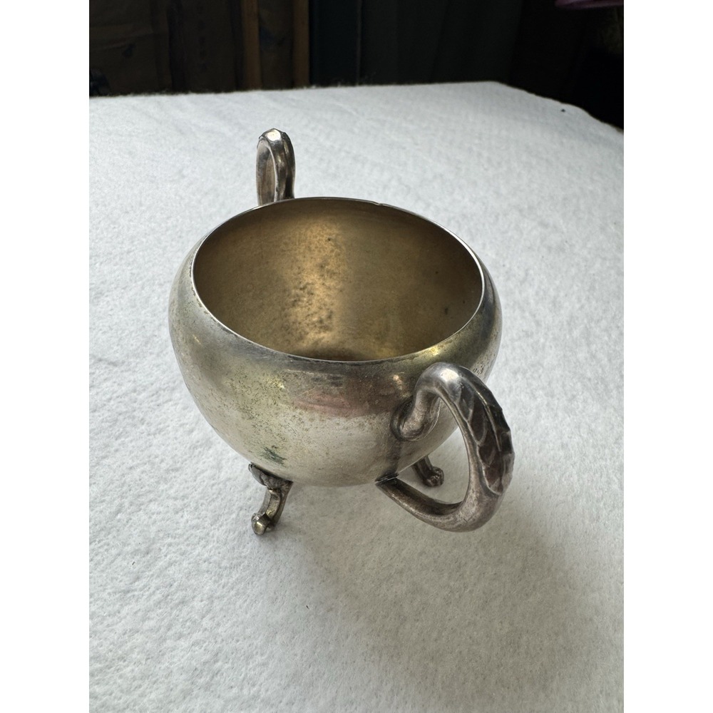 Vintage Silverplate Creamer & Sugar Bowl Set Footed Victorian Style - Picture 5 of 12
